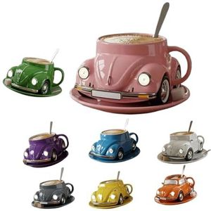 TUVovosd BEHJSLQBE Koffiemok in kevervorm voor auto, theekop, decoratie voor thuis en op kantoor, roze