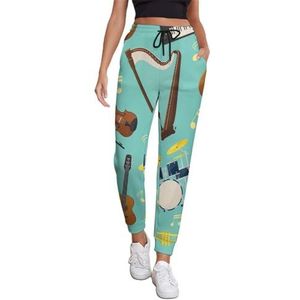 Muziek Gitaar En Drum Kit Vrouwen Joggingbroek Running Joggers Broek Casual Broek Elastische Taille Lange Met Zakken