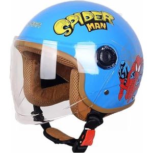 Motorhelm Voor Kinderen, Meisjes, Jongens, ECE-Certificering, Kinderjethelm Met Vizier, Scooterhelm, Kinderscooterhelm, Bromfietshelm, Fietshelm, Snelsluiting, Afneembaar, Wasbaar D,48-56CM
