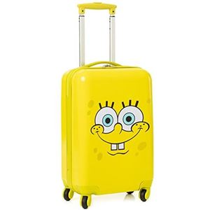 SPONGEBOB SQUAREPANTS Koffer voor alle leeftijden, gele kleine handbagage | harde draagtas met uitschuifbaar handvat | Bob Bikini Botttom van sponsbob, grappig reisaccessoire, cadeau voor kinderen en