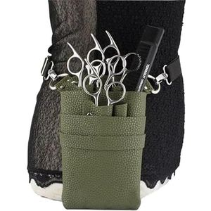 PXAMORTEL Kapperstas Haarschaartas Clips Kammentas Kapper Haarschaar Holster Pouch Houder Gereedschap Salon Heuptas Riem PU Leren Tas Kapperstas(Green)