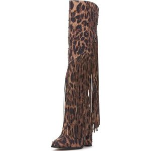 Jessica Simpson Dames Asire Fringe Knielaars, Natuurlijke Luipaard, 40 EU