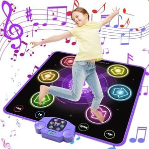 GuKKK Dansmat voor kinderen, speelgoed, cadeaus van 3 tot 12 jaar, verlichte muziekmat, dansmat met muziek, bluetooth, 6 ledverlichting, Kerstmis, verjaardagscadeau vanaf 3, 4, 5, 6, 7, 8, 9+ jaar,