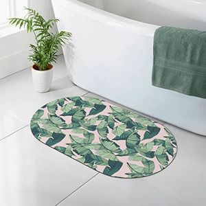 OPSREY groene palmboom bladeren roze gedrukt Diatomeeënaarde zachte vloermat Sneldrogende badkamer tapijt Badkamer badmat tapijt