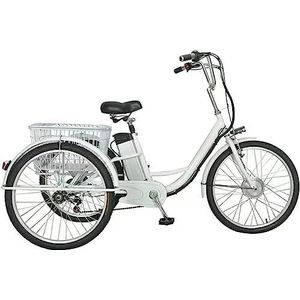 24 inch elektrische driewieler 7 versnellingen 3-wielfiets elektrische trikes, 250W ebike elektrische fietsen for volwassenen, driewielige fietsen cruisetrike met mand for senioren, dames, heren (Col