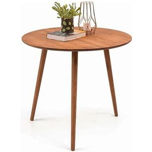 Gozos Oviedo ronde eettafel, Scandinavische keukentafel van massief hout, kleine ronde moderne eettafel met eenvoudige constructie, 80 cm diameter, stevige woonkamertafel, natuurlijke kleuren