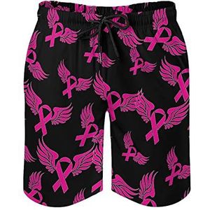 Borstkanker roze lint heren zwembroek bedrukte boardshorts strandshorts badmode badpakken met zakken L
