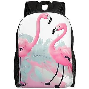 RLDOBOFE Roze Flamingo Rugzak Voor Vrouwen Mannen Reizen Laptop Rugzak Casual Dagrugzak Lichtgewicht Reistas, Zwart, One Size, Reizen Rugzakken