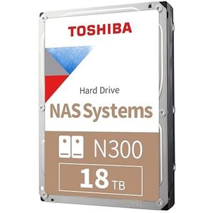 Toshiba N300 18TB NAS 3,5-inch interne harde schijf - CMR SATA 6 Gb/s 7200 RPM 512 MB cache - HDWG51JXZSTA