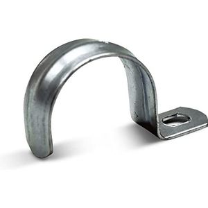 DOJA Industrial | Single Bridge-nietje | 32 mm diameter | PACK 50 | S-vormige brugklem voor kabels en buizen | Witte zinkafwerking.