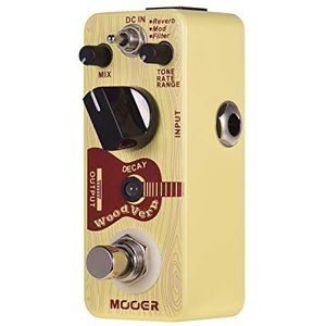 HUIOP WoodVerb akoestische gitaar Reverb pedaal Digitaal reverb pedaal Reverb/mod/filtermodi True Bypass Micro-serie Compact pedaal, Effect Pedal