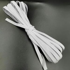 3/6/8/10/12mm Wit/Zwart Hoge elastische naai-elastiek Platte rubberen band Tailleband Stretchtouw Elastisch lint 5z-wit-12mm-5M