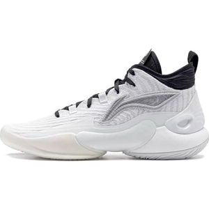 LI-NING YUSHUAI Basketbalschoenen voor heren, voering, antislip, professionele schokabsorptie, sneakers, sportschoenen, Wit Zwart, 44 EU