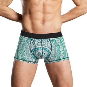 Groen Mint Mandala Zacht Heren Ondergoed Comfortabele Ademend Fit Boxer Slip Shorts XL