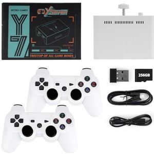 Y7 Draadloze Retro Game Stick 256G Ingebouwde 12000+Games, 4K HDMI-uitgang Plug and Play Retro Nostalgie Stick Game met 2.4G Dual Draadloze Controllers