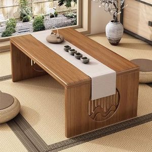 HRTLSS Japanse vloertafel, lage salontafel om op de grond te zitten, opvouwbare salontafel voor woonkamer, eetkamer, thee, tatami, woondecoratie