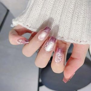 Ballerina Press-On - Glanzend ontwerp nep in 15 maten, Franse tips voor doe-het-zelf