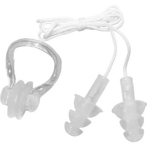 2 Stuks Volwassenen Oor Stopper Neus Clips Set Vrouwen Mannen Zwemmen Surfen Duiken Siliconen Zachte Oordopje Kit Onderwater Sport Wit