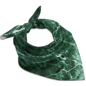 Groene marmeren vierkante bandana mode satijn wrap nek sjaals comfortabele hoofddoek voor vrouwen haar 45 cm x 45 cm