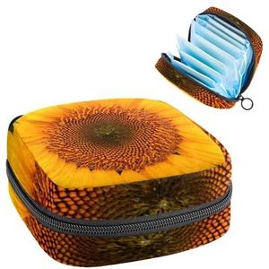 Maandverband Opbergtas, Menstruatiecup Pouch Tampon Bag, Menstruatie Pads Houder Organizer voor Vrouwen Meisjes, Bloem Geel Zonnebloem Bloei
