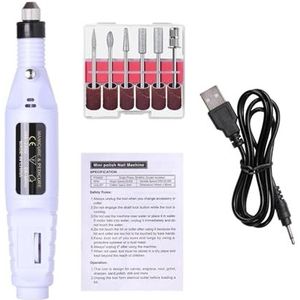 Vereenvoudigde elektrische nagelschuurmachine Pedicure manicure gereedschap Professionele nagelboormachine Geluidsarme snijders Nagelvijlset(White)