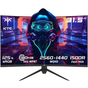 KTC - H32S17 - Gaming Monitor - 32 inch - Curved - 180Hz - QHD 2K - 2560 x 1440p - 1ms - HDR10 - Freesync & G-sync