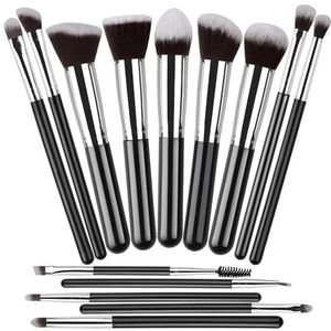 14/16Pcs ABS Plastic Make-up Borstel Set Kunstenaarschap Borstels Kabuki Poeder Borstel Oogschaduw Stippling Borstel Premium Synthetische Make Up Borstel Set Voor Contouring Concealer Foundation