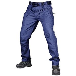 Kdtoll Cargobroek voor heren, waterdichte werkbroek, slim fit, militaire tactische broek, stretch, combat wandelbroek met meerdere zakken, Blauw (Ix7), M