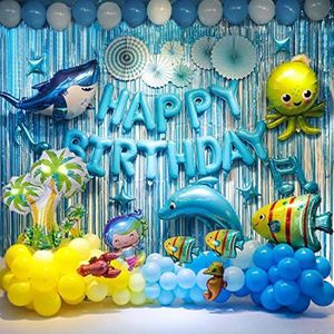 Gerlish Oceaan Dieren Verjaardagsfeest Decoratie Voor Kinderen Blauwe Achtergrond Haai en Dolfijn Ballonnen Verjaardagsfeestje Levert
