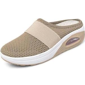 CBLdF Slippers Women Wedge Slippers Premium Slippers Vintage Anti-slip Casual Female Platform Retro Shoes Plus Size Orthopedic Diabetic Sandals-khaki-39