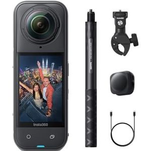 Insta360 X5 Motorbundel - waterdichte 8K 360° actiecamera, robuuste en vervangbare lens, 3 uur batterij, helder geluid, stabilisatie, onzichtbaar selfiestick-effect, toonaangevend weinig licht