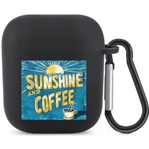 Sunshine And Coffee Leuke Case voor AirPods 2&1 Schokbestendige Beschermende Hoofdtelefoon Gevallen Cover Met Sleutelhanger Voor Mannen Vrouwen