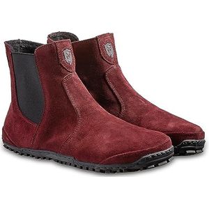 Magical Shoes Lupino Barefoot-schoenen, gevoerd, voor dames en heren, lederen Chelsea boots, halfhoge laarzen, plat, laarzen, minimalistisch, blotevoetenlaarzen, handgemaakt in de EU, bordeaux, 43 EU