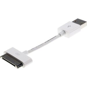 10 cm korte 30-pins USB-kabel (USB op DockConnector) datakabel | oplaadkabel | Sync-kabel voor iPhone 4s | 4 | 3GS | 3G, iPad 3 | 2 | 1 en iPod touch tot 4e generatie. wit 0,1 m