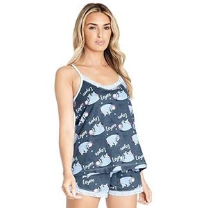 Disney Stitch Dames Pyjama's Vest Korte PJ's voor Vrouwen Sets Doornroosje Minnie Mouse Tiener 2 Stuks Maten S-XL Nachtkleding Loungewear Stitch Geschenken (Donker Blauw Eeyore, M)