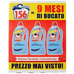 Omino Bianco - Vloeibare wasmachine, 156 wasmachines, kleuren en stoffen, frisse geur met witte mosessence, 2600 ml x 3 verpakkingen