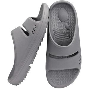 AHUFGN Sandalen Unisex Zachte Wolk Slippers Platform Flip Flops Vrouwen Zomer Strand Sandalen Met Boog Ondersteuning Antislip Badkamer Slides, Grijs, 44(26.5cm)