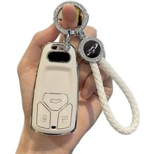 Autosleutelhangerafdekking TPU Autosleutel Case Cover Sleutelhanger Protector Shell Fob Accessoires Voor A4 B9 A5 A6 8S 8W Q5 Q7 4M S4 S5 S7 TT TTS TFSI RS Sleutel Shell(White Set C)