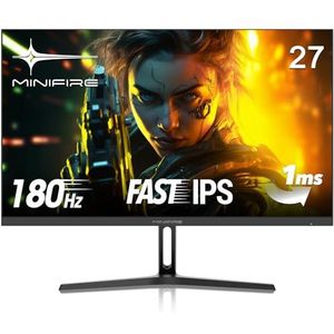 Minifire Gaming Monitor 27 inch, 180Hz, 1ms, AdaptiveSync, IPS, 2xHDMI 2.0/1xDP 1.4 poorten, FHD, sRGB 110%, Monitor PC-scherm (MFG27F2 HDMI-kabel inbegrepen)