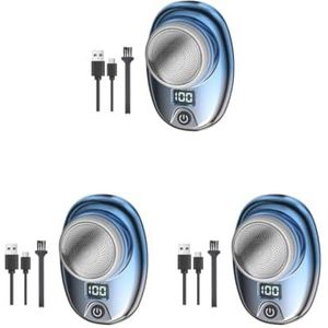 3 Set Mini Elektrische Scheerapparaat Mannen Vrouwen Mini Scheerapparaat voor Mannen voor Reizen Neus Haar Benen Gradiënt Blauw