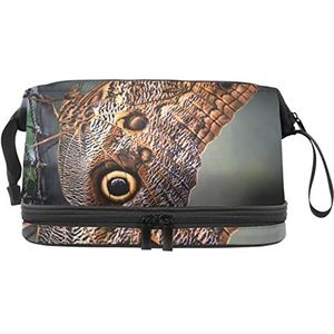 Grote capaciteit reizen cosmetische tas,Make-up tas,Waterdichte make-up tas Organizer, vlinder op touw net, Meerkleurig, 27x15x14 cm/10.6x5.9x5.5 in