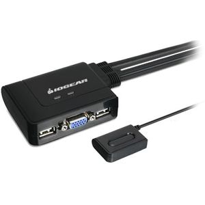 IOGEAR KVM Switch VGA 2 PC 1 Monitor USB VGA Switch 2048 x 1536 met 2 USB-poorten voor Toetsenbord en Muis en 1,8 m Kabelafstandsbediening, Compatibel met PC en Mac