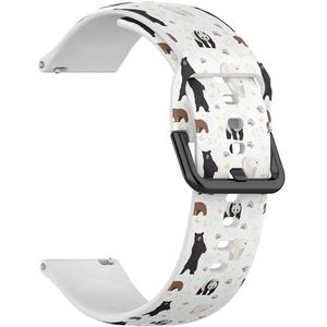 Compatibel met Garmin Forerunner 245 / 245 Music / 645/645 Music / 55, (Panda Polar Bear zwart) 20 mm zachte siliconen sportband armband armband