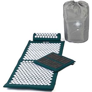 Bodhi VITAL Acupressuurmat XL Deluxe-set Spiky | Massagemat in set met naaldkussen, deurmat & tas | zelfmassage voor thuis | Fakirmat tegen nek en rugpijn | petrol