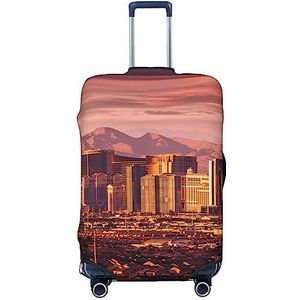 OPSREY Las Vegas Zonsondergang Print Bagage Cover Koffer Cover Elastische Wasbare Koffer Protector Voor 21-32 Inch, Zwart, L
