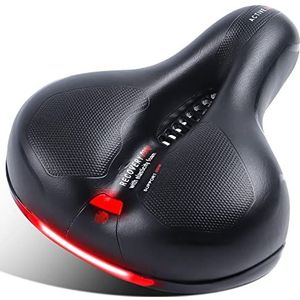 NATRUTH Fietszadel, fietszadel voor heren en dames, waterdicht fietszadel verdikt comfortabel zacht kussen voor racefiets, cruiser, mountainbike, hometrainer, stadsfietsen, spinfiets (rood)