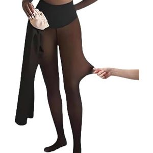 Nieuwe compressieband en optie met één naad, warme panty's met blote benen in grote maten, corrigerende tailleband for dames blijft warm(Bronze,XS-S)