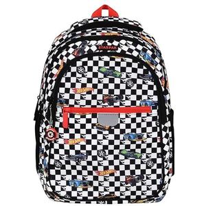 Hot Wheels gewatteerde schoolrugzak voor jongen, met reflectoren, 3 vakken 40x29x20cm, 23l (Veelkleurige Hot Wheels)