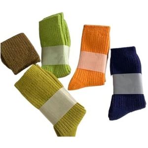 YIJIANUO Thicken Warm Merino Wol Klassieke Effen Kleuren Rib Sokken Vrouwen Losse Crew Mode Japanse Korea Sok Winter, Groot 10, Eén maat