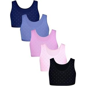TupTam Meisjes Bustier met Brede Banden 5-Pack, Stippen Poederroze Donkerblauw Zwart, 158-164